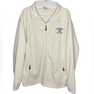 Spring Mountain MACKINAC ISLAND Sz XXL Cream Embroidered Full Zip Fleece Jacket